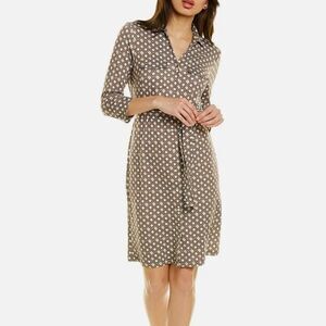 New J. McLaughlin Brynn Button Front Shirt Dress Brown Geo Catalina Cloth medium